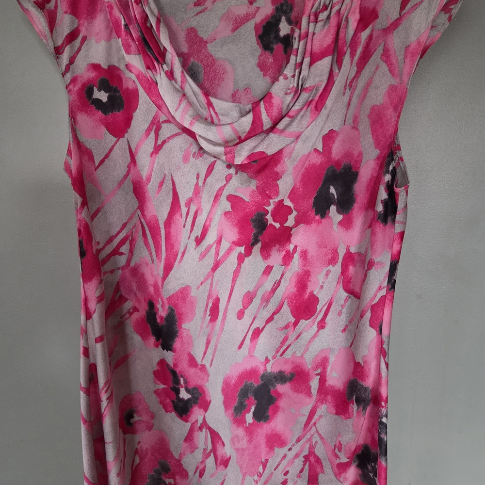 Anne Klein Pink and Gray Floral Cowl Neck Sleeveless Camisole